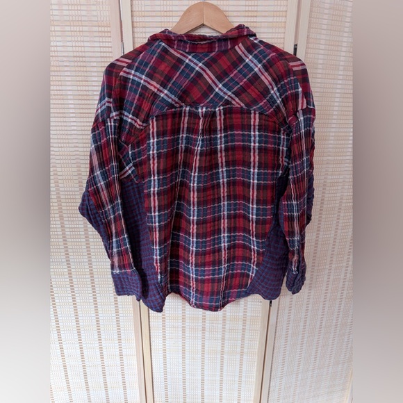 Free People Maroon and Navy Checkered Top - Picture 2 of 3